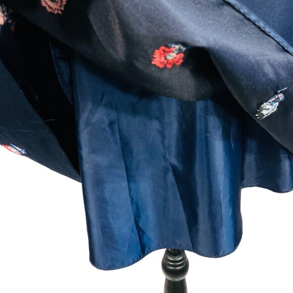 Kate Spade SZ 2 Halter Mini Dress Pom Floral Embroidered Fit 'n Flare Lined Blue - Picture 8 of 11